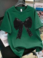 2pcs Set Suitable For Tween Girls: 1 Crew Neck Bow Print T-Shirt Paired With Flare Casual Pants. Very Suitable For Spring & Summer, Can Be Worn For Shopping, Parties, Sports, Travel And School. An Excellent Gift For Tween Girls. - Image 3