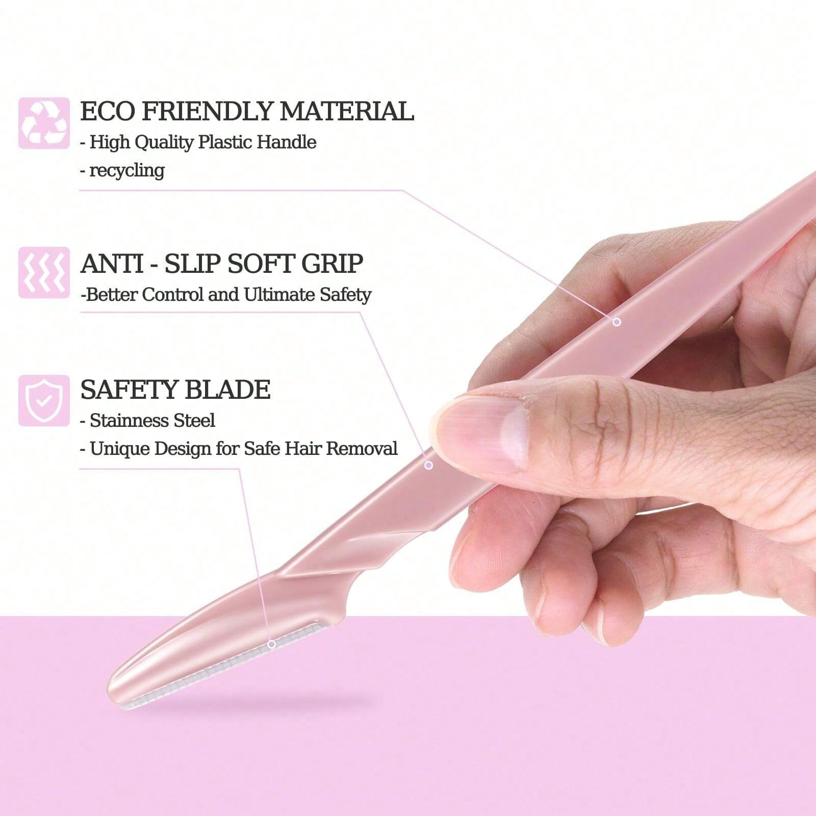 12/1pc Minimalist Eyebrow Razor, Black Pink Mixed Color, Stainless Steel Blade, Gentle Exfoliating Hair Remover, Non-Slip Grip With Protective Cap, Unisex Beauty Tool For Home, Salon & Travel, Nice Gift For Holidays And Graduation Season - Image 8