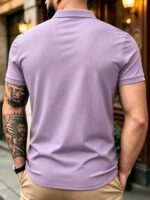 Men's Summer Lightweight Fabric Polo Shirt | Slim Fit Short Sleeve Solid Color Collar Top, Suitable For Daily, Commute, Office, Light Sports And Beach Wear, 2026 World Cup Casual Style, Can Be Used As Father's Day Gift - Image 2