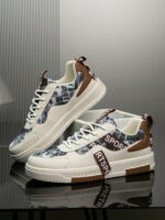Men's Fashion Retro Random Print Design Contrast Color Patchwork Skateboard Shoes, All-Season Versatile Casual Sports Shoes - Image 6
