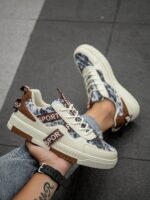 Men's Fashion Retro Random Print Design Contrast Color Patchwork Skateboard Shoes, All-Season Versatile Casual Sports Shoes - Image 4
