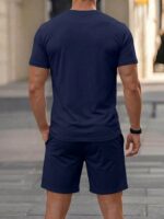 KOVSEE Men's Casual Sports Short Sleeve Set, Sports Fabric "PARIS" Printed, Casual Short Sleeve T-Shirt + Shorts Outfit, Summer Street Style Sportswear - Image 3